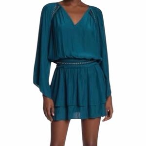 Ramy Brook Teal Studded Chiffon Mini Dress L